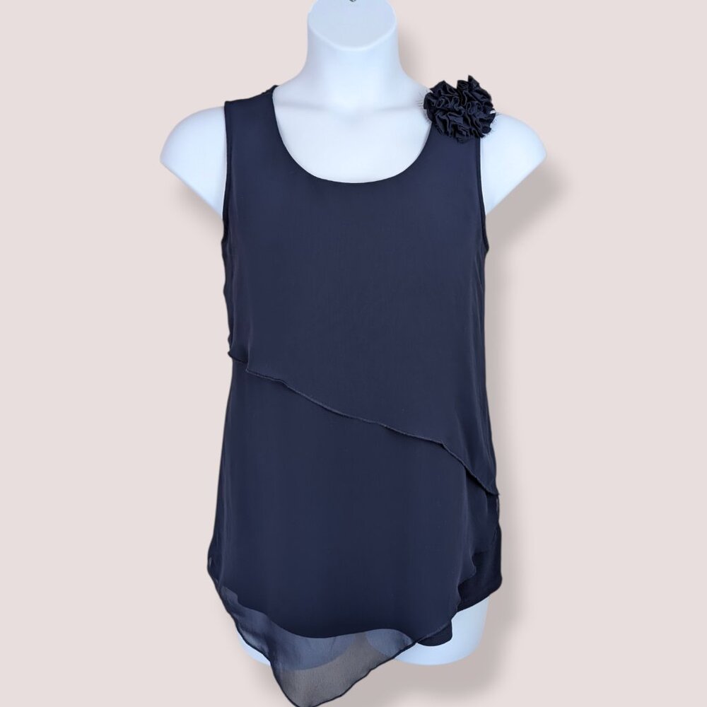Nina Leonard Scoop Neck Chiffon Top